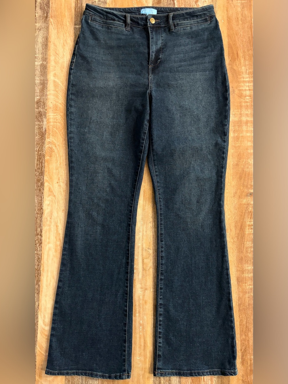 Draper James Women’s High Waisted Boot Cut Jeans Sz 12 Dark Wash Stretch Denim